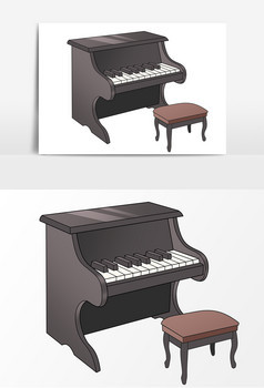 手绘钢琴卡通形象元素