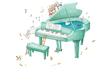 卡通钢琴音符