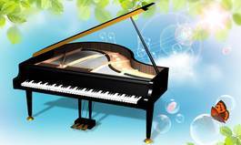 卡通蓝色钢琴